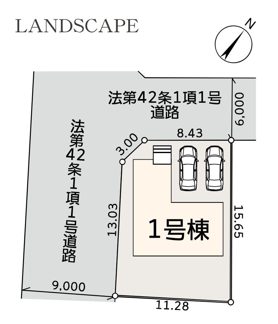 横浜市都筑区荏田南4丁目 新築戸建て【仲介手数料無料】カースペース2台の区画図