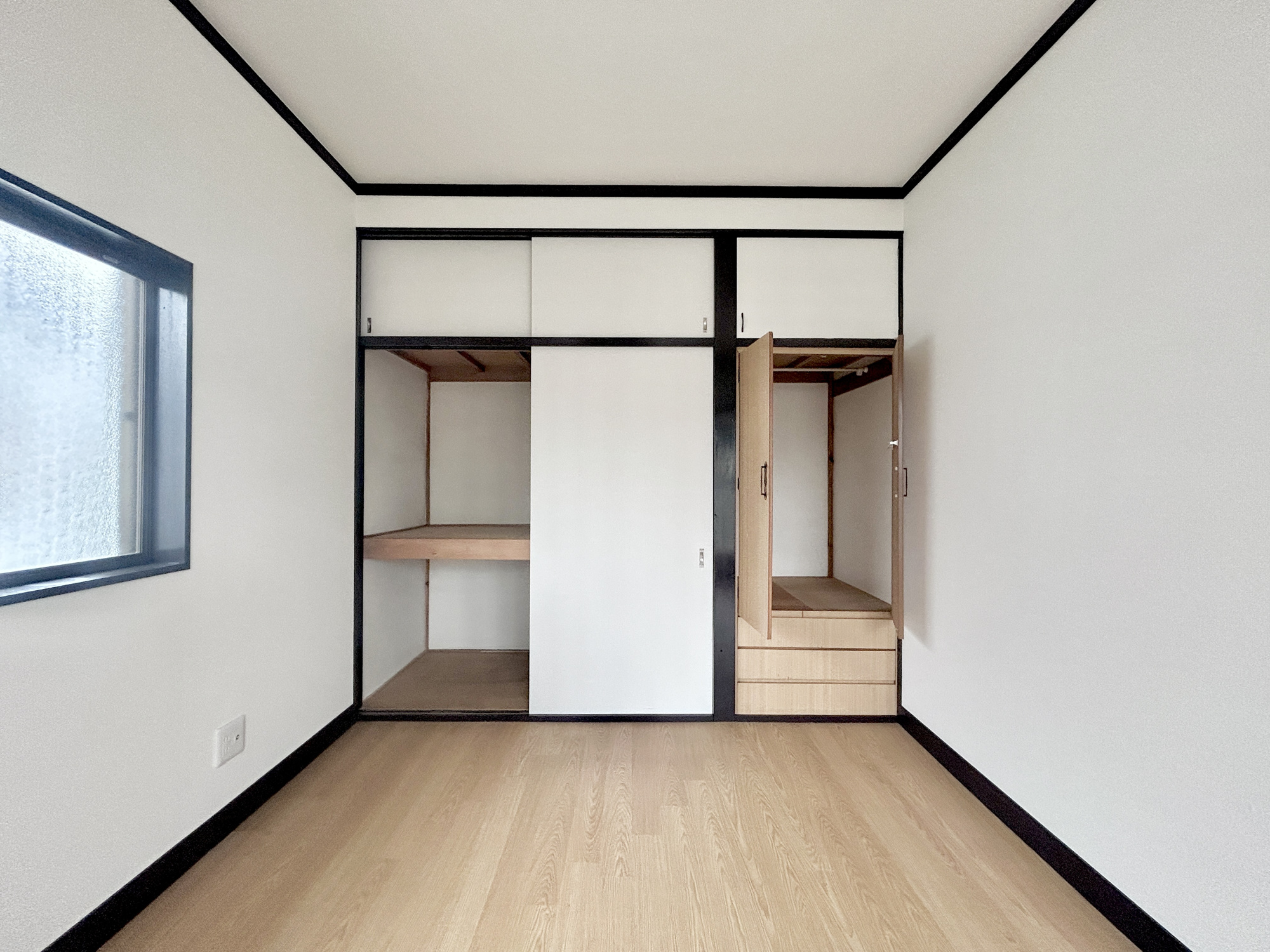 高崎市吉井町吉井川3期　中古住宅の収納|レイアウトを自由自在にカスタマイズ出来る機能的な収納が魅力！
可動棚を設置するもよし、アルミラックを設置するもよし、収納ボックスなどを配置して使えば、多様な使い方が出来、収納の幅が広がります！