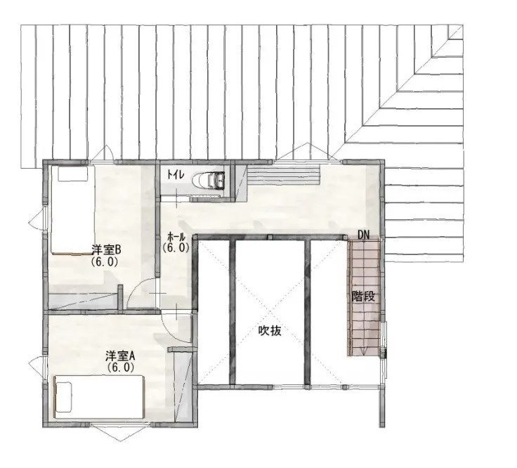 宇都宮市鶴田町の新築一戸建の間取り|■LDK吹抜け　ランドリースペース　洗面・脱衣別々　WIC■