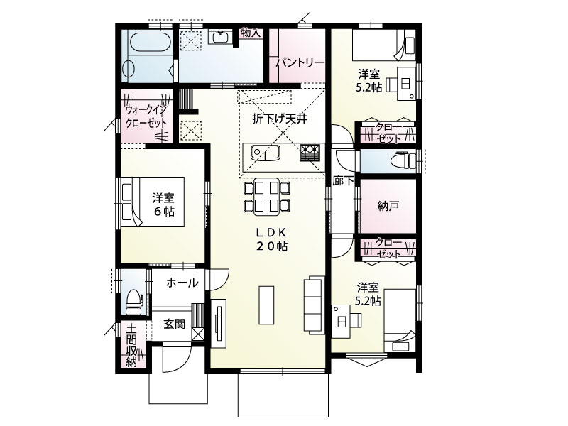 【２号棟：間取り図】前橋市富士見町原之郷「3区画」2号棟 3LDK+S平屋
