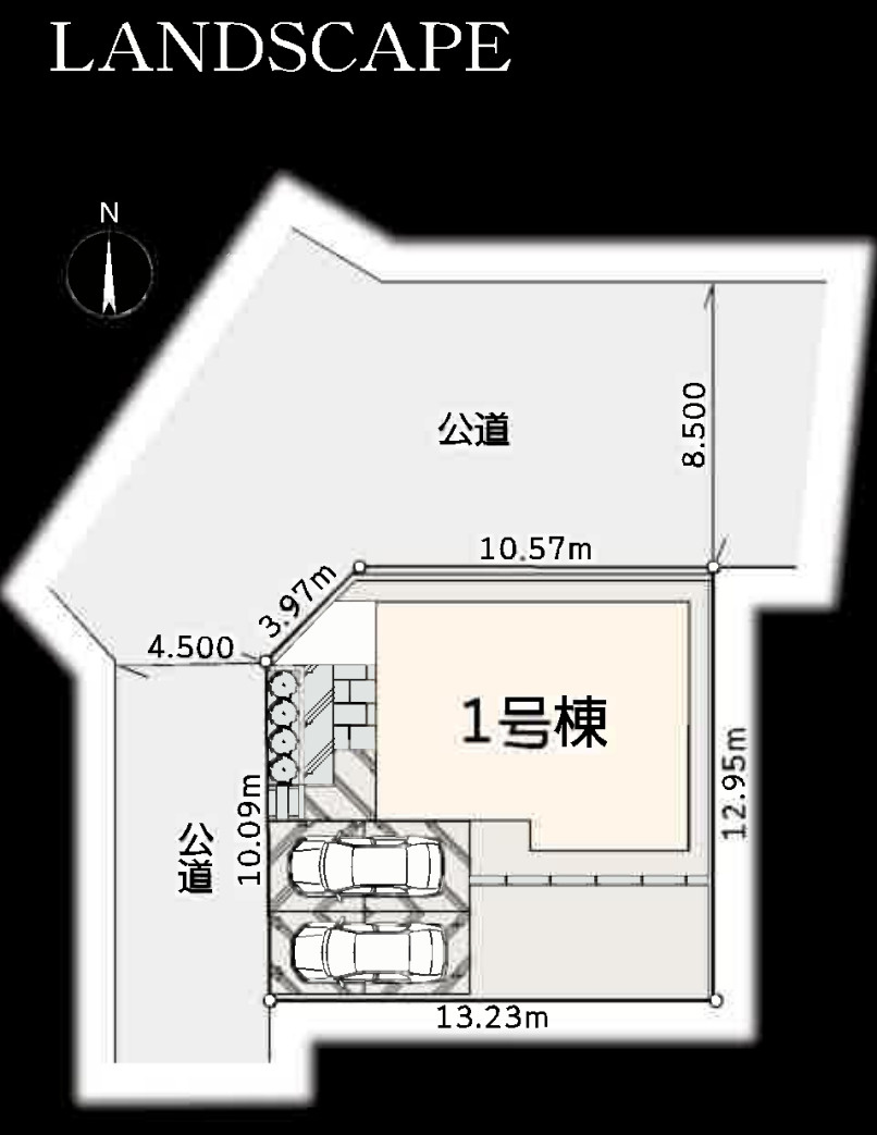 横浜市青葉区千草台 新築戸建て【仲介手数料無料】カースペース2台の区画図