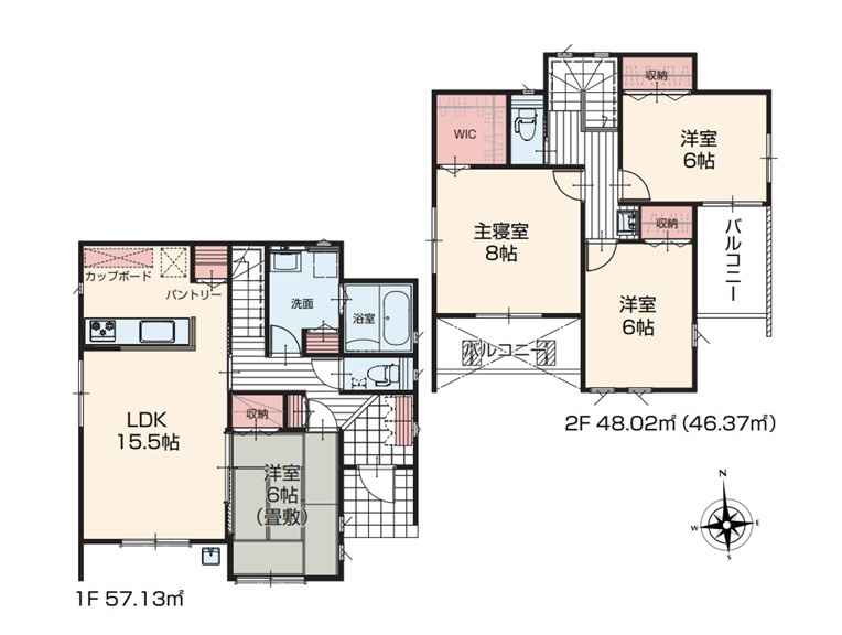 前橋市朝日が丘町　新築住宅全1棟.の間取り|■建物31.80坪　パントリー　WIC　２面バルコニー■