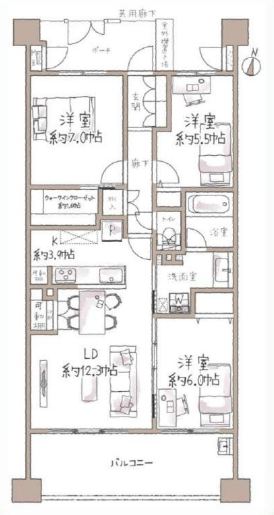 ヴィルヌーブ東戸塚プレジール【仲介手数料無料】ペット可♪の間取り