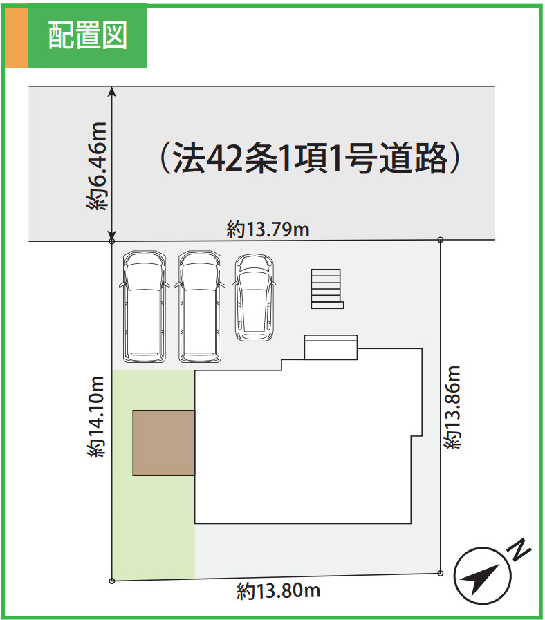 横浜市磯子区杉田8丁目 新築戸建て【仲介手数料無料】カースペース3台の区画図