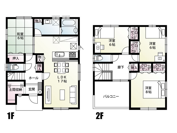 藤井上組（全12区画）2号棟 間取り：子育て世帯に嬉しい、収納スペース充実の間取りプラン！「今まで収納が少なくて不便だった」そんなお悩み解決します！