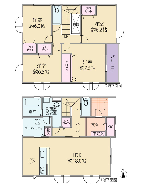 太白区西の平一丁目中古戸建の間取り|全居室6帖以上のゆとりのある空間