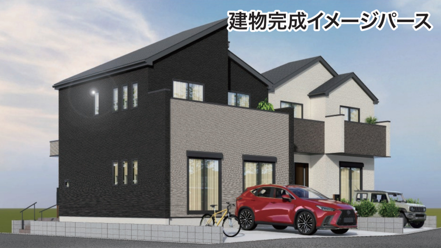 横浜市泉区岡津町 新築戸建て【仲介手数料無料】カースペース3台の外観パース