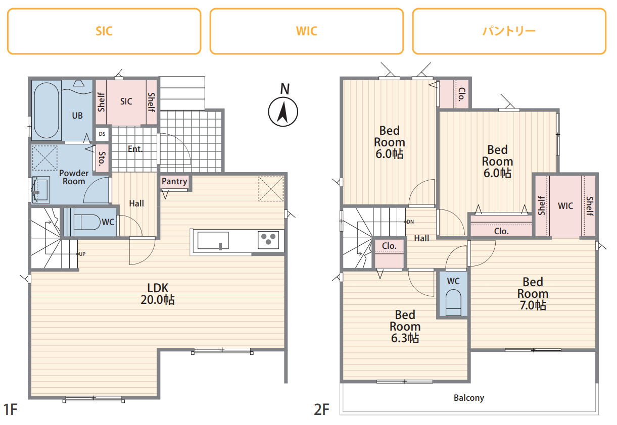 横浜市栄区上之町 新築戸建て【仲介手数料無料】カースペース2台の間取り