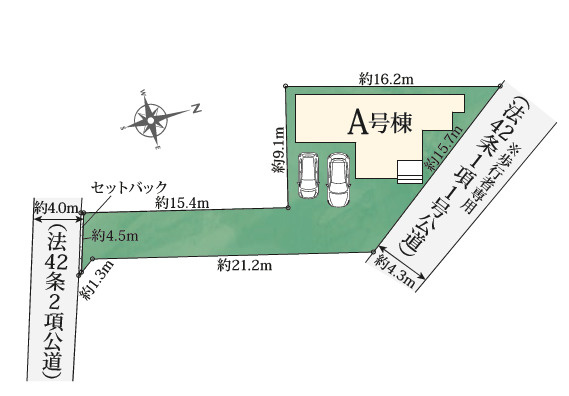 ハートフルタウン　葵区羽鳥6丁目1406番　全1棟　の区画図|2台(車種による)駐車可能スペースあり