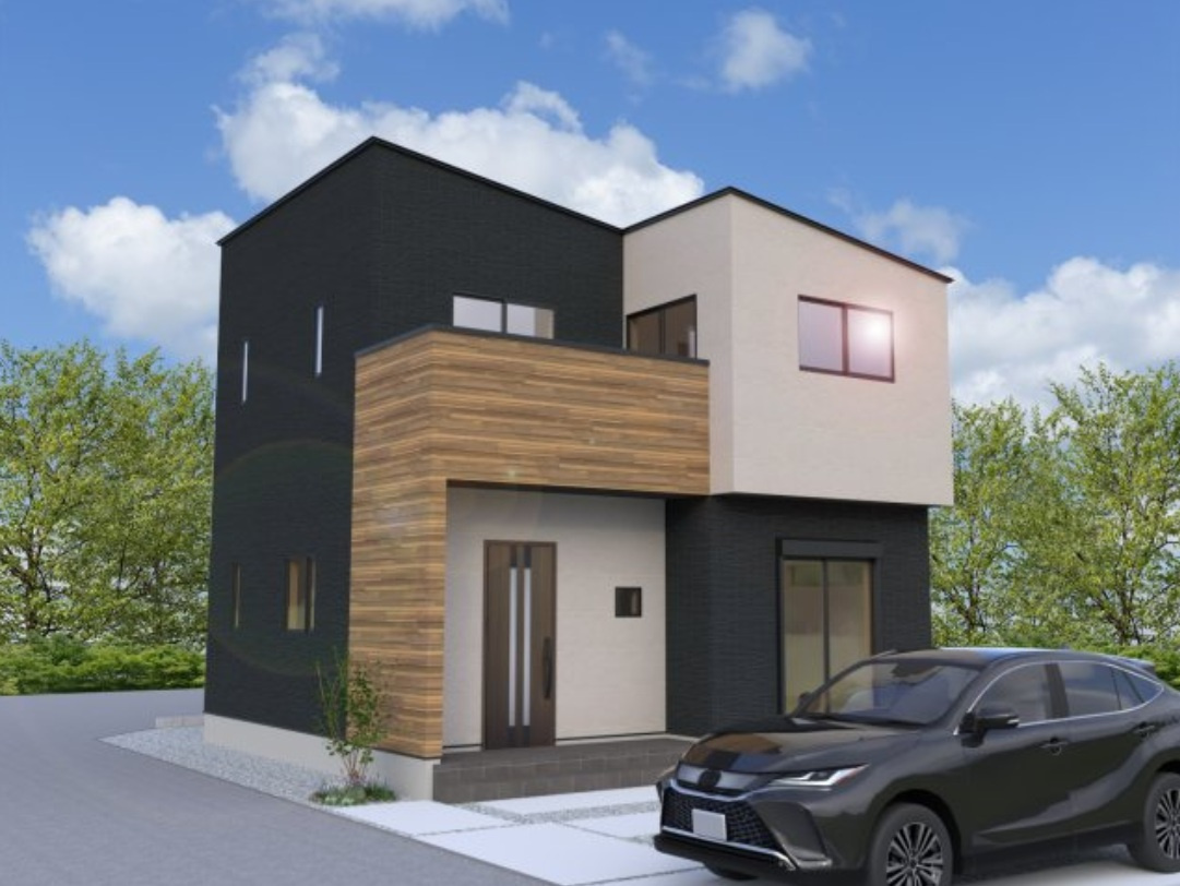 伊勢崎市連取元町第4期　新築住宅全3棟の外観パース|流行に左右されないシンプルなデザインは、飽きにくく長く愛されます。