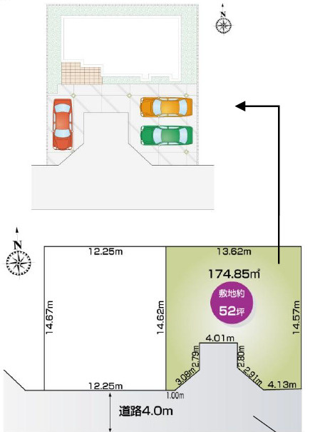 宇都宮市鶴田町１期　新築住宅全２棟の区画図|「初めまして！」が集まる分譲地。たくさんの子供たちが年齢を問わずに、仲良く一緒に成長できるのは分譲地の特徴ですね。
