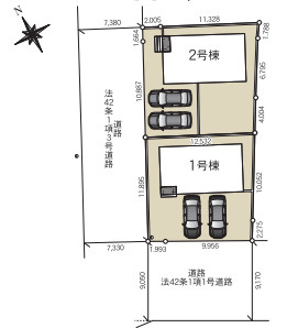 宇都宮市野沢町第６　新築住宅全２棟の区画図|「初めまして！」が集まる分譲地。たくさんの子供たちが年齢を問わずに、仲良く一緒に成長できるのは分譲地の特徴ですね。