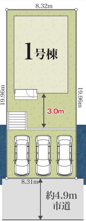 リナージュ　沼津市豊町1期の区画図|●区画図●
前面道路も広く駐車もらくらくスムーズ♪