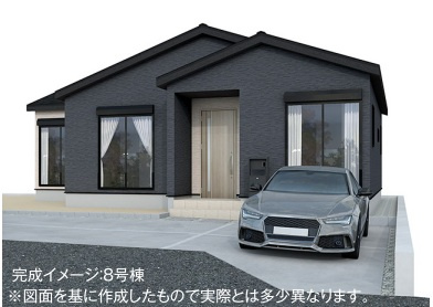 リナージュ　富士市中里第1期　‐全8区画‐の外観パース|8号棟外観パース