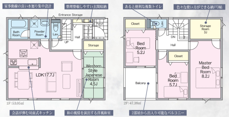栃木市箱森町の新築一戸建の間取り|■建坪30.37坪　敷地45.5坪　全居室南向き　ルーフバルコニー　WIC■