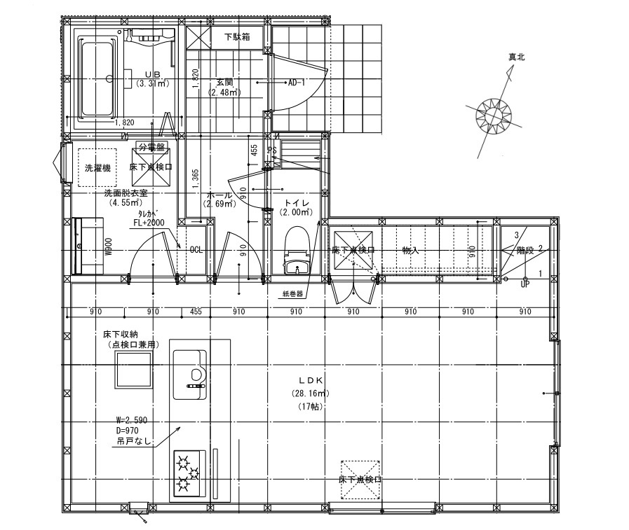 清水区北脇新田14期　全1棟の間取り|●1階間取図●