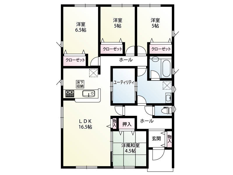 3号棟　建物面積：92.34㎡（27.93坪）
　　　  土地面積：305.92㎡（92.54坪）