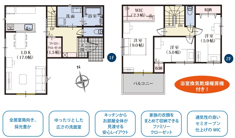 葵区千代田２丁目７期　全7棟の間取り|３LDK＋WIC＋ファミリークローゼット