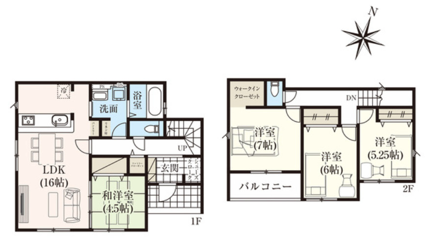 宇都宮市上戸祭４丁目の新築一戸建の間取り|◇土地56.03坪　建物31.81坪◇