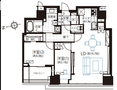 クラッシィタワー新宿御苑の間取り