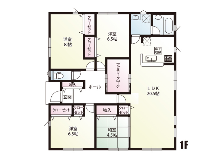 3号棟　建物面積：105.30㎡（31.85坪）
　　　  土地面積：304.16（92.00坪）