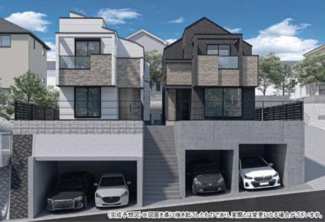 横浜市青葉区青葉台2丁目 新築戸建て【仲介手数料無料】カースペース2台の外観パース