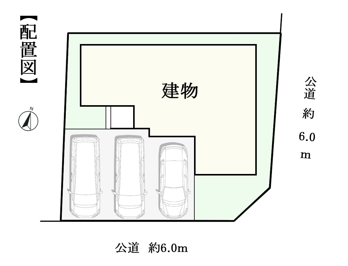 【東海市加木屋町北鹿持 限定1邸】南東角地×駐車3台の区画図|区画図