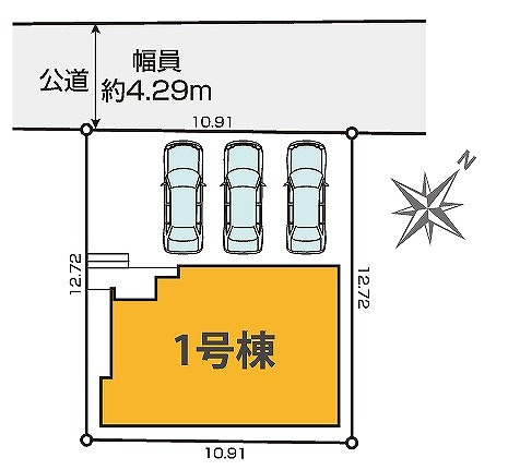 ケイアイグレイス　駿河区曲金2期　全1棟の区画図|●区画図●
並列4台だって停められるスペースです！