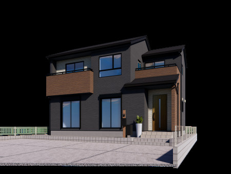 【国定町2丁目2区画　1号棟　建物外観イメージパース】