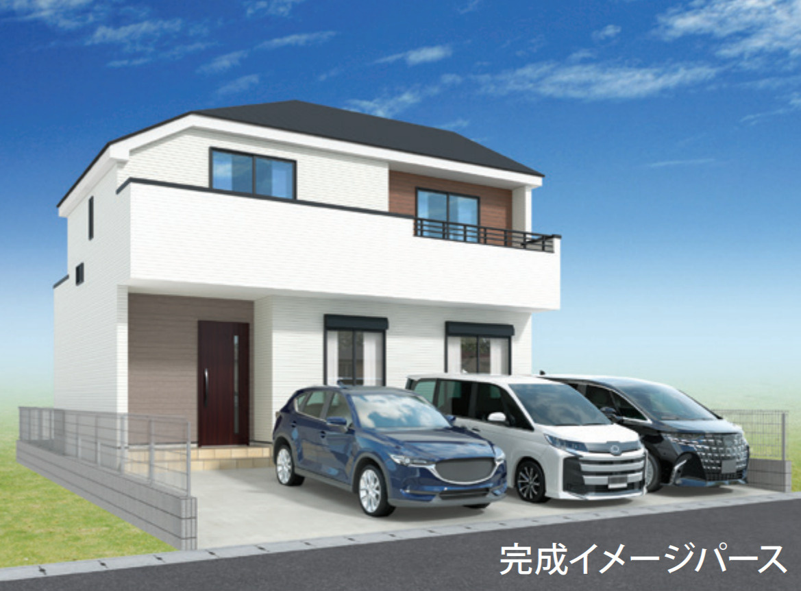 横浜市港南区下永谷５丁目 新築戸建て【仲介手数料無料】カースペース3台の外観パース