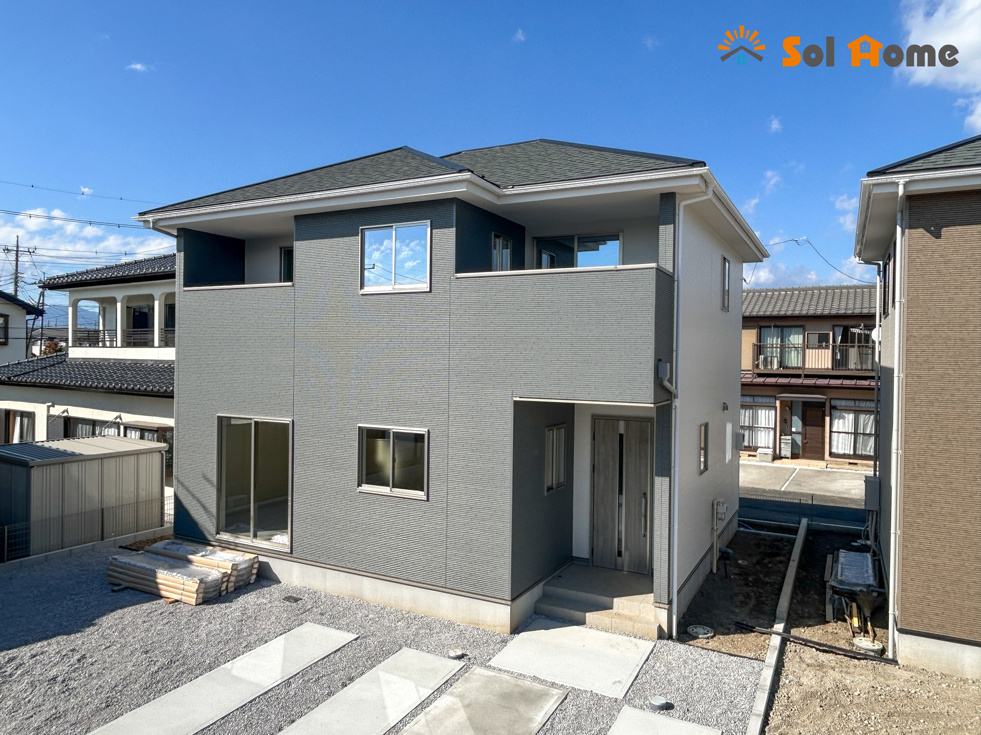前橋市下新田町1期　新築住宅全3棟の外観|◆本日のご案内も大歓迎です♪◆ 図面や写真では分からない部分を不動産のプロが丁寧にご説明いたします！！ソルホームはいつでもお問い合わせをお待ちしております♪