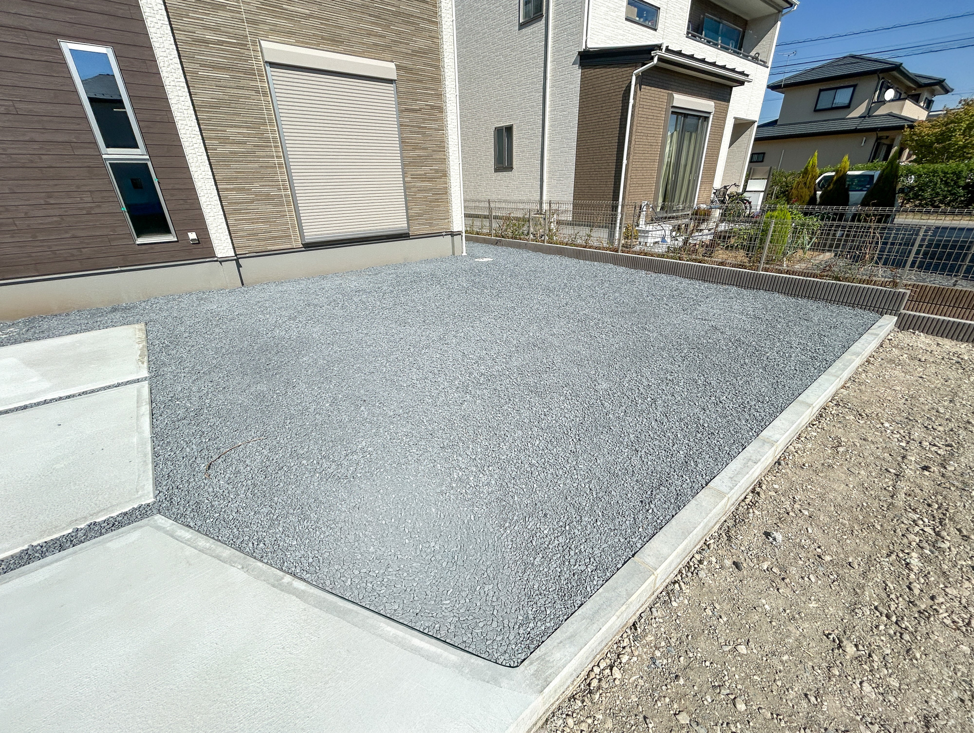 前橋市箱田町第9期　新築住宅全7棟の庭|砂利施工済みでお手入れ楽々です♪