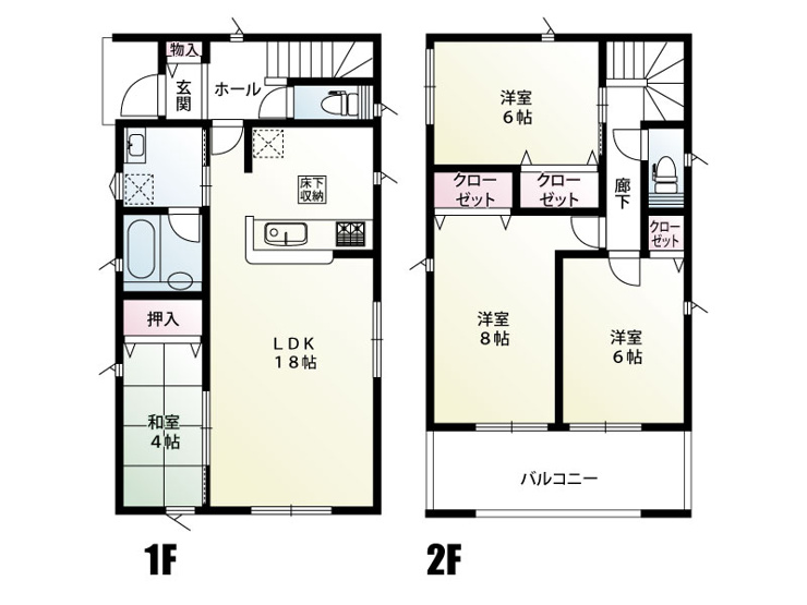 土浦市中村南　5号棟　間取図