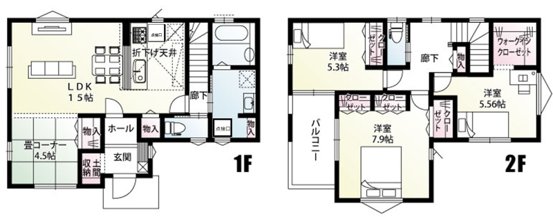 さいたま市緑区中尾2号棟　◇3LDKに畳コーナーのある間取りです。土間収納、畳コーナーにも収納があります。