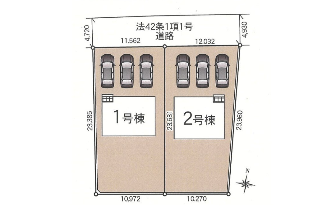 前橋市今井町第1　新築住宅全2棟の区画図|「初めまして！」が集まる分譲地。たくさんの子供たちが年齢を問わずに、仲良く一緒に成長できるのは分譲地の特徴ですね。