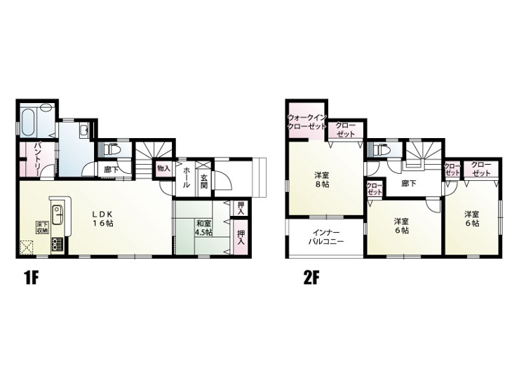 1号棟　建物面積：115.14㎡
　　　  土地面積：215.26㎡