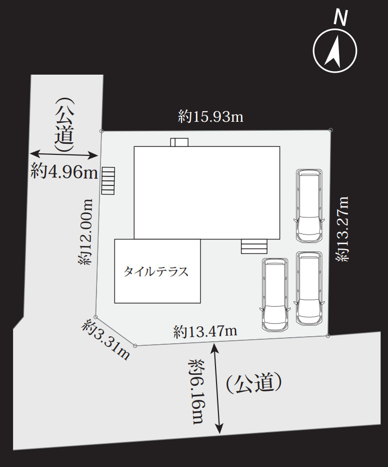 横浜市青葉区大場町 新築戸建て【仲介手数料無料】カースペース3台の区画図
