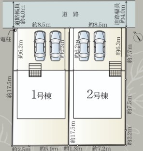 クレイドルガーデン　清水区江尻台町第3　全2棟の区画図|●駐車スペース●
２台以上駐車可能♪
並列駐車のため、車の出し入れが楽々♪