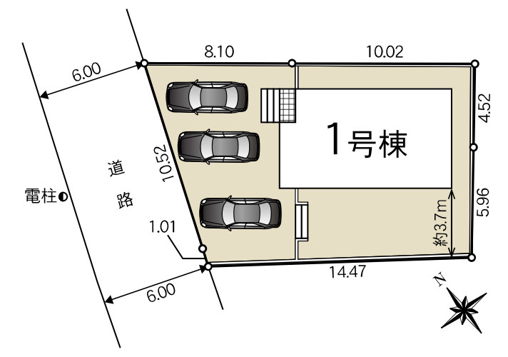 クレイドルガーデン　富士市厚原第18　全1棟の区画図|3台駐車可能スペースあり