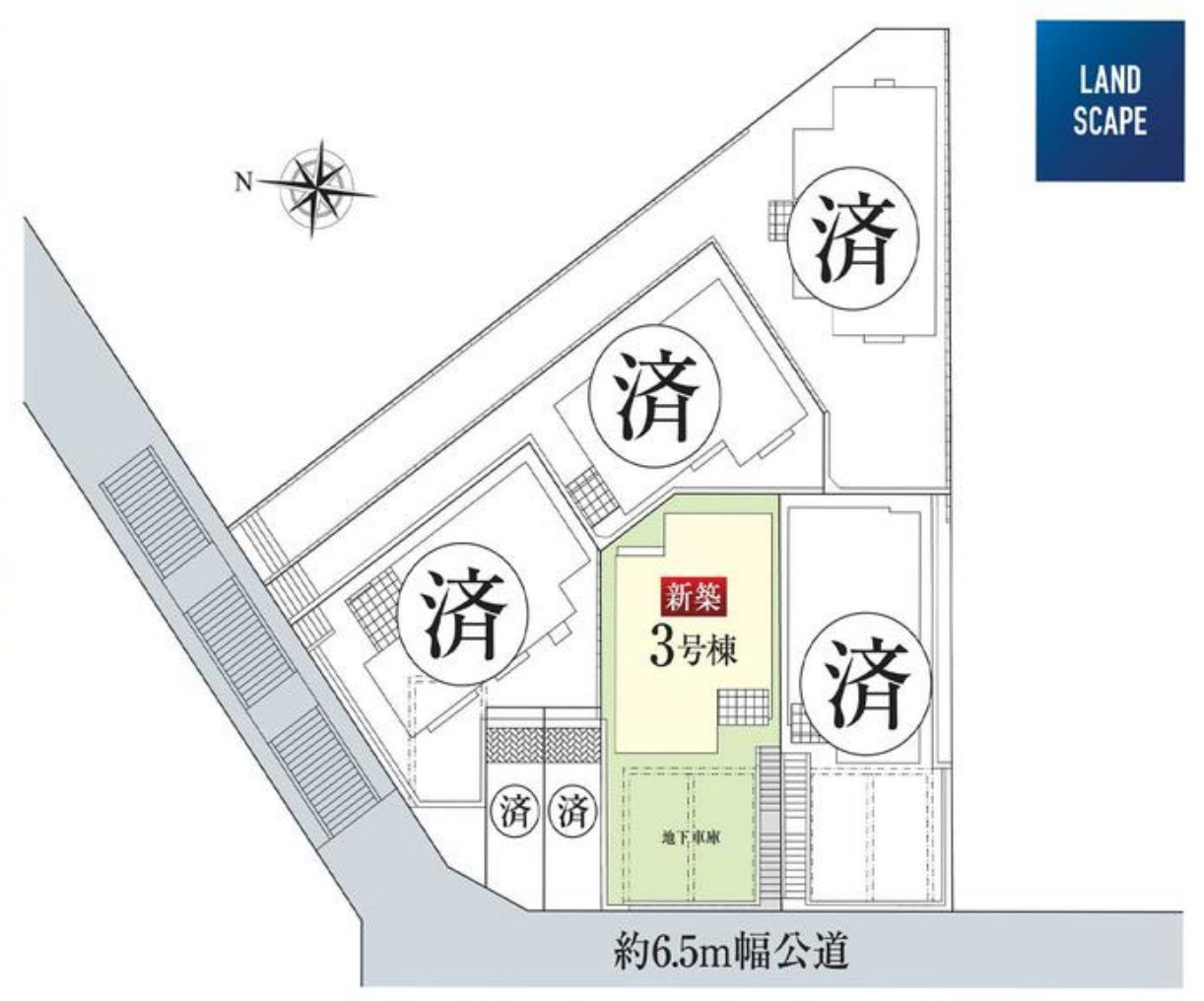 横浜市青葉区美しが丘4丁目 新築戸建て【仲介手数料無料】カースペース2台の区画図