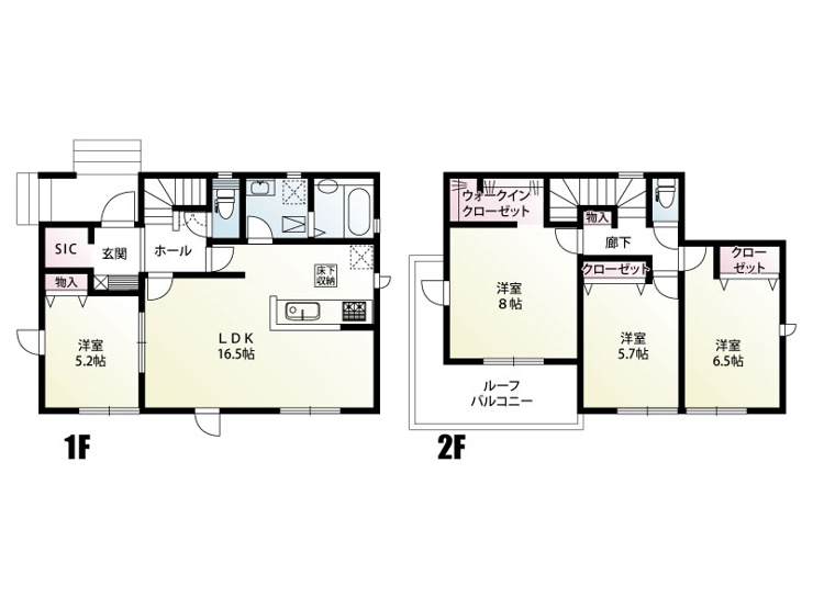 1号棟　敷地面積　230.35㎡（69.68坪）
　　　  建物面積　102.26㎡（31.06坪）