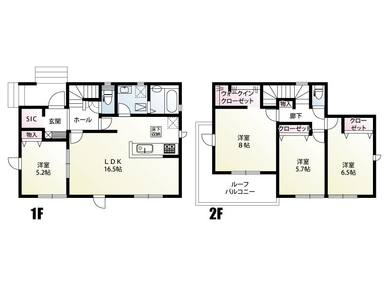 1号棟　敷地面積　230.35㎡（69.68坪）
　　　  建物面積　102.26㎡（31.06坪）