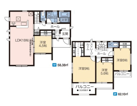 第5富士見町時沢　新築住宅全8棟の間取り|■建坪36.44坪　敷地70.56坪　SIC　WIC　ストレージルーム　二面バルコニー■
