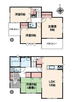 前橋市朝倉町3丁目　新築住宅全1棟の間取り|■建物30.30坪　全居室収納付き　２面バルコニー■