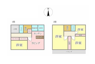 前橋市荒牧町　中古住宅の間取り|■土地44.97坪　建物33.31坪　玄関収納　階段下収納　ワイドバルコニー■