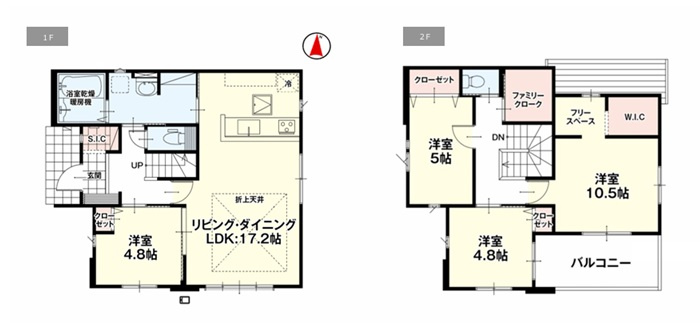 前橋市上新田町2期　新築住宅全1棟の間取り|■土地62.28坪　建物34.29坪　SIC　WIC　南面バルコニー■