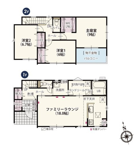 佐波郡玉村町板井第3期　新築住宅全1棟の間取り|■建坪31.68坪　敷地74.41坪　SIC　WIC　パントリー　ランドリースペース■