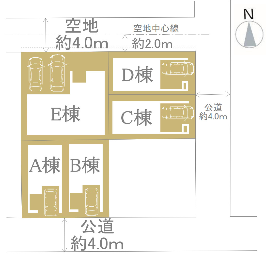 横浜市金沢区大道2丁目 新築戸建て【仲介手数料無料】カースペース2台の区画図