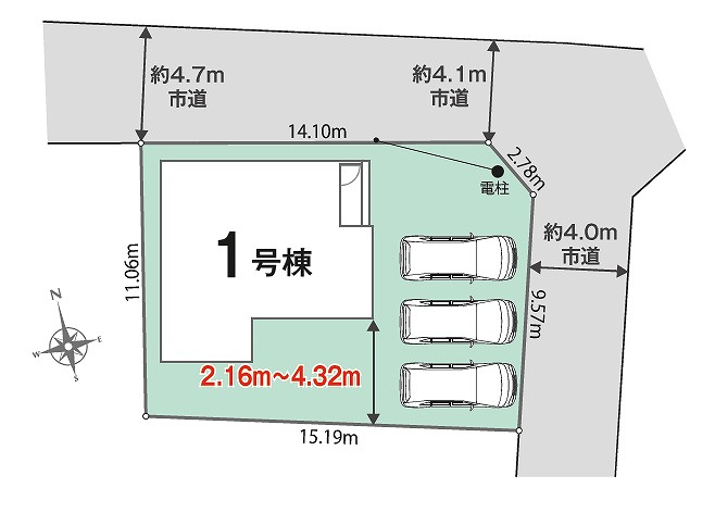 リナージュ　富士市柚木第1期　全1棟の区画図|●区画図●
前面道路も広く駐車もらくらくスムーズ♪