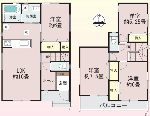 宇都宮市泉が丘７丁目2565　新築住宅全２棟の間取り|■建坪29.80坪　敷地36.7坪　納戸　SIC　全居室二面採光■